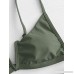 ZAFUL Women's Solid High Cut V-Wired Padded Swimsuit Two Piece Bikini Set Army Green B07LBVYXXM